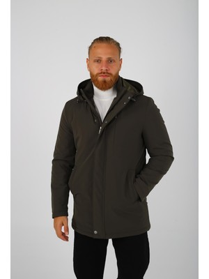 Brango Haki Mont - Kapşonlu, Slimfit, Kışlık