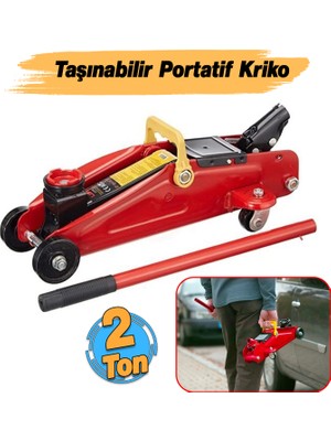 Badem10 Hidrolik Arabalı Kriko 2 Ton Alçak Şase Profil Oto Araç Araba Kaldırma Sabitleme Kollu Vinç Kirko