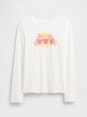 Gap Kız Çocuk Beyaz Grafik Baskılı T-Shirt