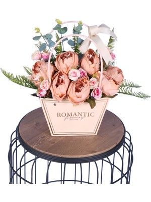 Yapay Çiçek Sitesi Yapay Çiçekli Romantic Çantalı Aranjman Model 34