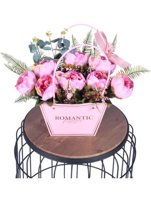 Yapay Çiçek Sitesi Yapay Çiçekli Romantic Çantalı Aranjman Model 32