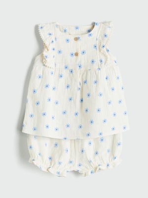 Lc Waikiki Yeni Sezon Çiçekli Kız Bebek Bluz ve Şort 2'li