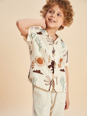 Lc Waikiki Yeni Sezon Baskılı Kısa Kollu Erkek Çocuk Gömlek