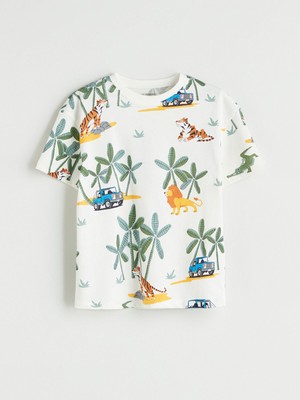 Lc Waikiki Yeni Sezon Bisiklet Yaka Baskılı Erkek Çocuk Tişört