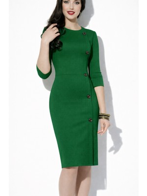 Nake Butik Kadın  Düğme Detaylı Diz Boyu Elbise
