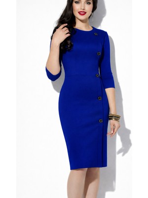 Nake Butik Kadın  Düğme Detaylı Diz Boyu Elbise