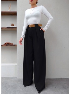 Esra Helvacı Köprü Detaylı Kemerli Palazzo Pantolon