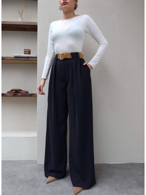 Esra Helvacı Köprü Detaylı Kemerli Palazzo Pantolon