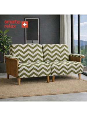 Smarto Relax Kolçaklı 2’li Koltuk 180 cm – Ahşap Iskelet – Polyester Kumaş – Ahşap Ayaklı – 4 Renk