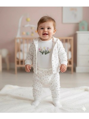 0-3 Ay Pamuklu Kız Bebek Takımı Yenidoğan Bebek Terleme Yapmaz