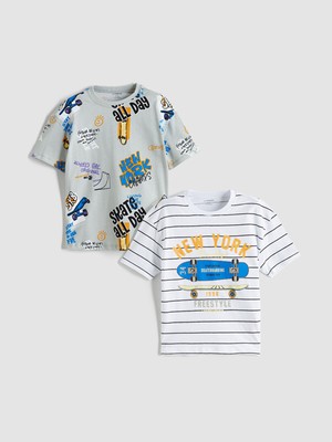 Lc Waikiki Yeni Sezon Bisiklet Yaka Çizgili Erkek Çocuk Tişört 2'li