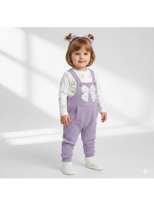 0 - 12 Ay Kız Bebek Takımı Bahçıvan Tulum Fiyonk Nakışlı