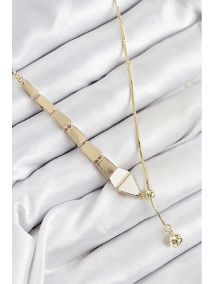 Hkursat Pirinç Yılan Model Gold Renk Asansörlü Kadın Kolye