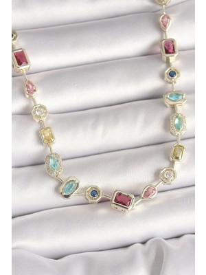 Hkursat Pirinç Gold Renk Zirkon Taşlı Vıp Seri Kadın Kolye