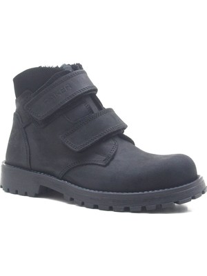 Rakerplus Sentor Hakiki Deri Siyah Kürklü Cırtlı Çocuk Bot