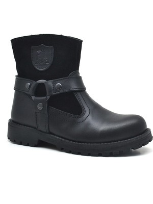 Rakerplus Garuda Hakiki Deri Siyah Fermuarlı Çocuk Bot