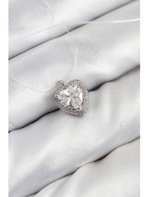 Misineli Kalp Model Gümüş Renk Hayalet Kolye