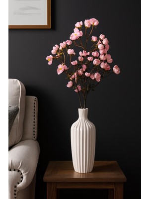 Jasper 1 Adet Yapay Islak Dokulu Pembe Bahar Dalı, 85 cm Dekoratif Çiçek