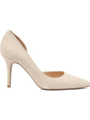 Celal Gültekin Kadın Bej İnce Topuklu Süet Deri Stiletto