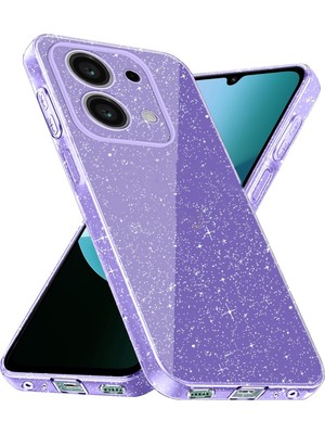 Nezih Case Redmi 15C Uyumlu Kamera Korumalı Simli Işıltılı Renkli Parlak Koton Kılıf