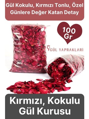 Svein Özel Tasarım Sevgili Dekoratif Hediye Süs Dekor Romantik Kokulu Kırmızı Gül Kurusu Yaprağı 100 gr
