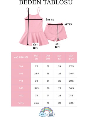 My Kids Wear Kız Çocuk Garson Mayo Elbiseli Şortlu 2’li Takım 12415