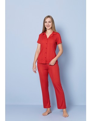 Madame Clara Önden Düğmeli Pegasus Kısa Kollu Kadın Pijama Takımı