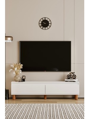Moldesan Mila Beyaz Mdf 120 cm Tv Ünitesi Raflı,kapaklı,ayaklı