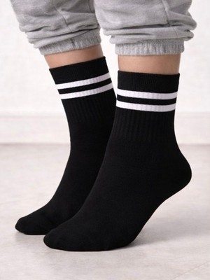 Saby Çizgili Soket Çorap – 5'li - Pamuklu, Dikişsiz, Terletmeyen, Spor ve Günlük Kullanım