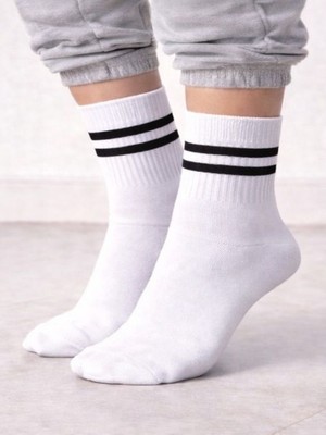 Saby Çizgili Soket Çorap – 5'li - Pamuklu, Dikişsiz, Terletmeyen, Spor ve Günlük Kullanım