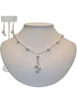 Shiklik 2 Adet Incili Zincir Kadın Takı Seti Küpe, Kolye