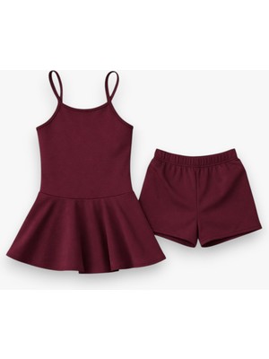 My Kids Wear Kız Çocuk Garson Mayo Elbiseli Şortlu 2’li Takım 12417