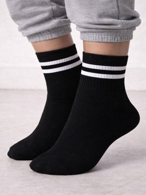 Saby Çizgili Bilek Çorap – 5'li - Unisex - Yumuşak Pamuklu, Dikişsiz Yapı, Terletmeyen, Gün Boyu Konfor