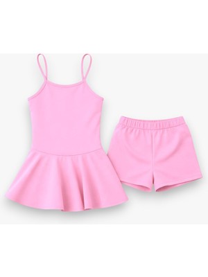 My Kids Wear Kız Çocuk Garson Mayo Elbiseli Şortlu 2’li Takım 12414