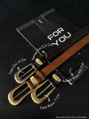 Fiori 3'lü Gold Tokalı Köprülü Kadın Kemeri, Pantolon Kemeri, Ceket Kemeri, Elbise Kemeri