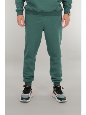 Souris Erkek Petrol Yeşili Eşofman Altı Rahat Kesim 3 Iplik Şardonlu Ipli Ribana Bel