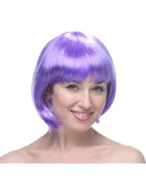 Ett Lila Renk Kısa Model Parti Peruğu - Lila Renk Küt Saç Dinç Store - 004982