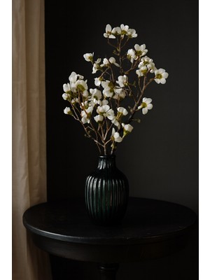 Jasper Yapay Islak Dokulu Beyaz Bahar Dalı, 85 cm Dekoratif Çiçek