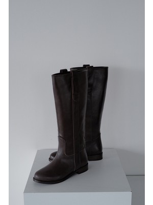 Meral Özgenç Şerit Detay Hakiki Deri Çizme