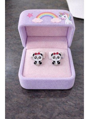 miraç gümüş takı atölyem 925 Ayar Gümüş Ayıcıklı Detaylı Mineli Çocuk Küpesi . (Klipsli)