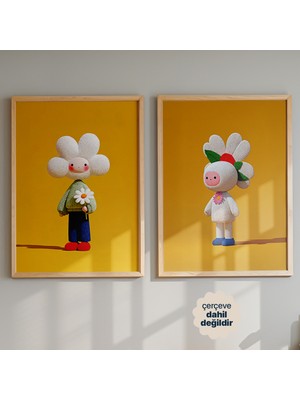 Persona Istanbul Artificial Collection "flower Buds" - Peluş Dokulu 2'li Çocuk Odası Poster Seti (Çerçevesiz)
