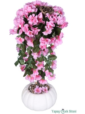 Yapay Çiçek Sitesi Kabak Saksıda Sarkan Sakura Ağacı 55 cm