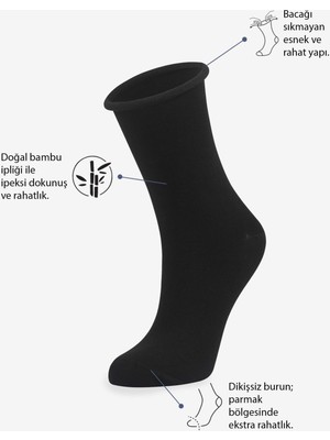 Bolero Kadın Dikişsiz Roll Top Lastiksiz 5'li Bambu Çorap