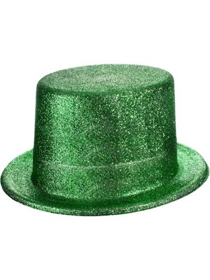 DS LLC Ieg™ Yeşil Renk Parıltılı Simli Fötr Silindir Parti Şapkası DSLLCRS-ETIEG34