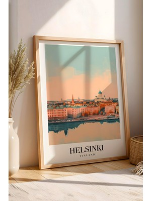 E2 Nova Helsinki Finland Vintage Seyahat Posteri Çerçeveli Tablo - Premium Iskandinav Elit Duvar Dekoru