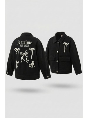 Dmb Kız Arka Fiyonk Nakışlı Keten Ceket  26YDMB-9070
