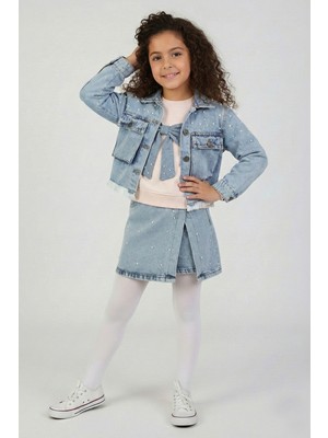 Dmb Kız Fiyonklu Kot Şort Etekli Takım 26YDMB-9893