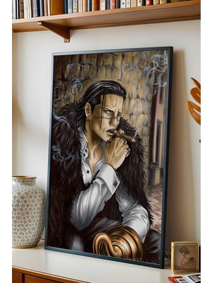 E2 Nova One Piece Sir Crocodile Çerçeveli Tablo - Premium Genç Odası Karizmatik Anime Duvar Dekoru Poster