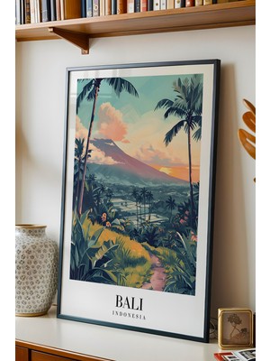 E2 Nova Bali Indonesia Vintage Seyahat Posteri Çerçeveli Tablo - Premium Tropikal Manzaralı Elit Duvar Dekoru