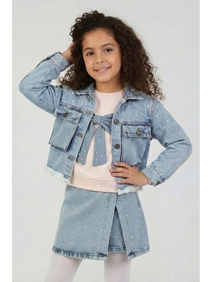 Dmb Kız Inci Çakmalı Kot Ceket  26YDMB-9955
